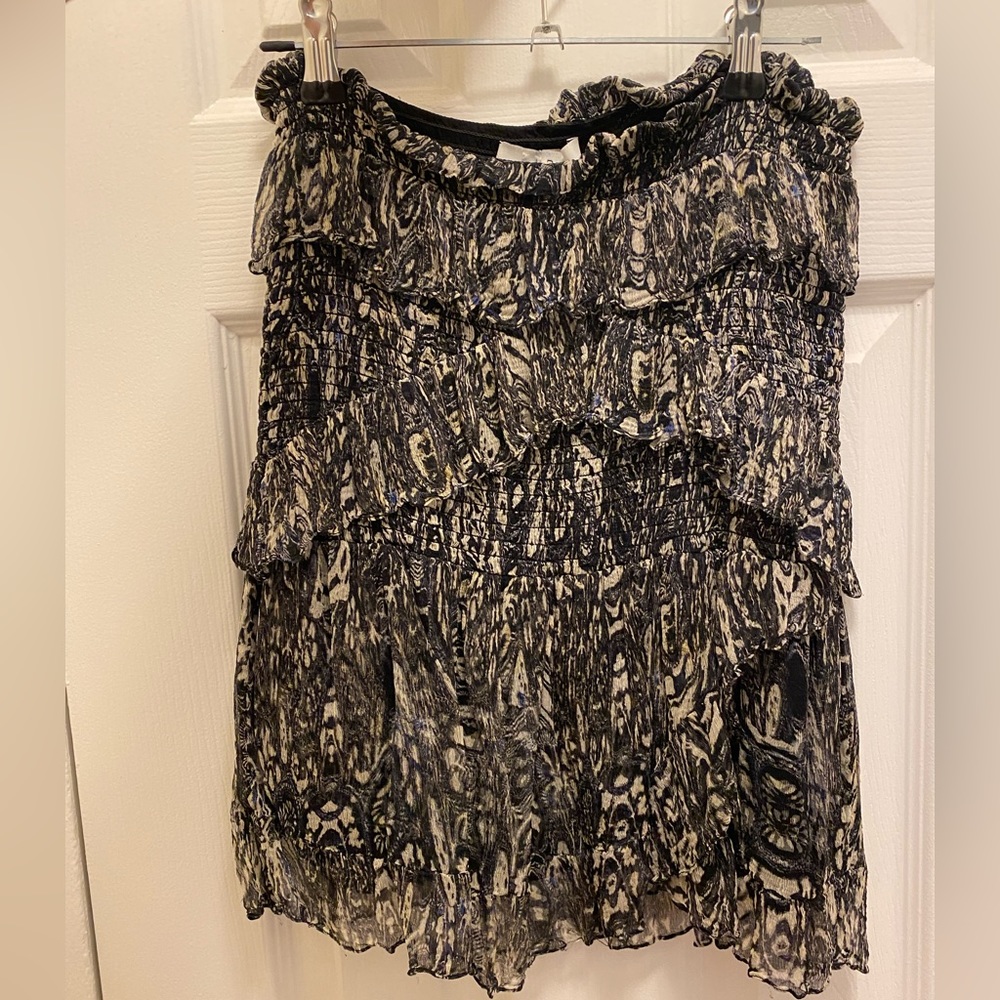 IRO mini skirt with rouching and ruffles